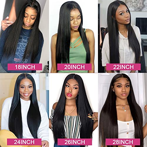 TOMYEUS Natural Black Synthetic Lace Wig - 18-28 Inch Long Straight Wig for Women, Perfect for Daily Elegance