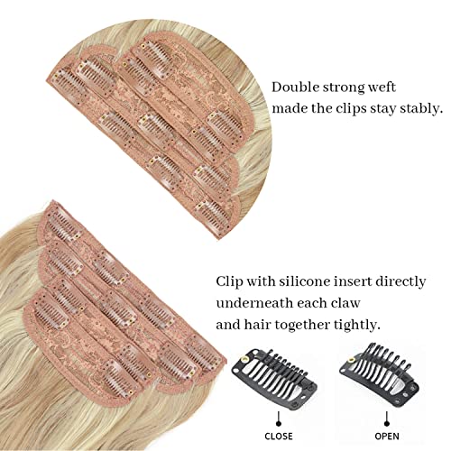 Sué Exquisite 4PCS Clip-in Hair Extensions - Transform Your Look with 20-inch Platinum Blonde & Golden Brown Glam Waves