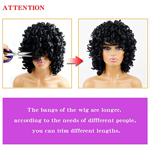 Soft Fluffy Curly Wig with Bangs - Short Blonde Kinky Curls for Black Women, Perfect for Any Occasion