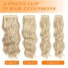 Yacurcur Clip in Hair Extensions - 4PCS of Synthetic Long Wavy Hair in Gorgeous Dirty Blonde, 20 Inches of Volume and Style