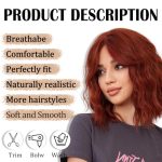 Ginger Bob Wigs - Synthetic Wavy Curly Hair Wig with Bangs, Perfect for Daily Fashion and Special Occasions