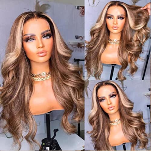 Radiant Honey Blonde Elegance: UNICE 4x4 Lace Closure Body Wave Wig with Highlight Brown Frontal - Effortless Glamour, Natural Beauty