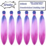 Hair for Braiding 26Inch Ombre Braiding Hair 6 Packs/Lot Purple Braiding Hair High Temperature Synthetic Fiber Colored Hair Extensions(Blue/light purple/purple)