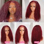 Short Curly Bob Wig in Stunning 99J - Brazilian Virgin Hair, 4x4 Lace Closure, and 150% Density for a Natural Curly Wave