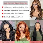 5x5 HD Lace Closure Wigs - 100% Brazilian Virgin Hair, 5x5 Body Wave Frontal, and 180% Density for Stylish Versatility