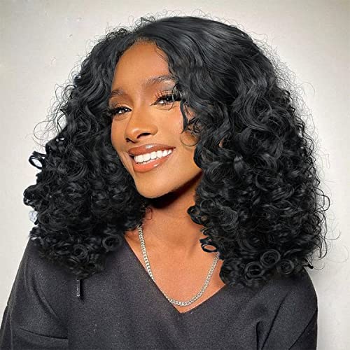 Short Curly Afro Wig for Black Women - Shoulder Length Bob Wig for Effortless Style with Heat-Resistant Synthetic Fiber