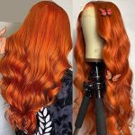 22-Inch Ginger Orange Body Wave Lace Front Wig - 350# Color, Pre-Plucked and Breathable HD Lace for an Effortlessly Chic Look