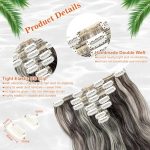 Cephermer Hair Extensions - 24" Long, Thick, and Natural Soft Hair, 7 PCS Clip-ins in Dark Brown Mix Bleach Blonde