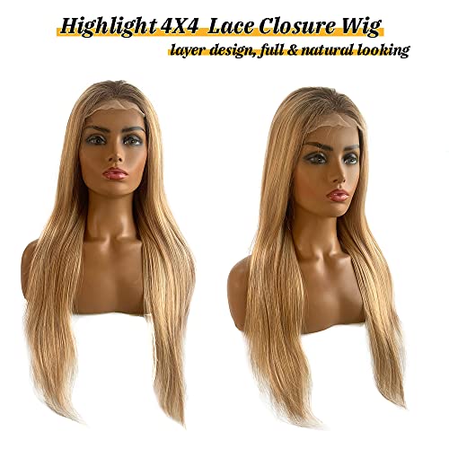 Radiant Bliss: 4x4 Blonde Closure Wig in 4/12/613 Ombre Mix – Transform Your Look with Brazilian Human Hair