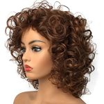 Short Curly wig for women, Full Head Hair Costume Wig Natural Looking, Reddish Brown Wigs, 8 Inch