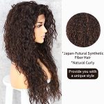 Curly Synthetic Lace Front Wigs Kinky Curly Mix Brown Wig for Black Women Kanekalon Heat Resistant Hair Party Daily Makeup Wigs 26inch