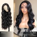 Body Wave Lace Front Wig - Pre Plucked, Synthetic Bombshell Wig in Natural Black, 24 Inches