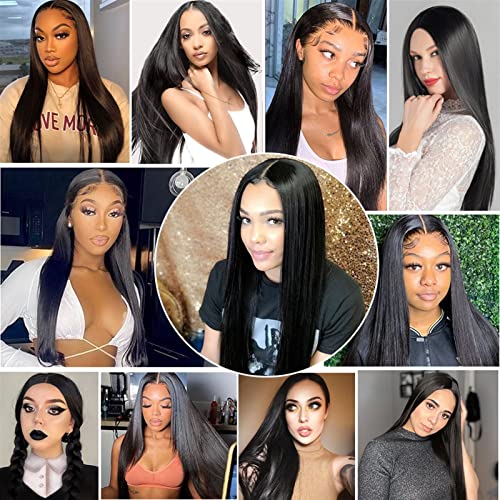TOMYEUS Natural Black Synthetic Lace Wig - 18-28 Inch Long Straight Wig for Women, Perfect for Daily Elegance