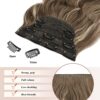 FESHFEN Brunette Mixed Ash Blonde Clip-in Hair Extensions - 4 PCS 20 Inch Full Head Synthetic Hairpieces for Instant Volume and Elegance
