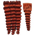 Discover the Best of #350 Ginger Orange - Brazilian Remy Loose Deep Wave Bundles with Closure