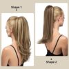 18 Inch Clip-In Ponytail Extension – Synthetic Hair Piece for Women – Long Straight Curly Tail Pony in Brunette/Ash Blonde – Perfect for Daily Wear and Special Occasions