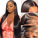 AIGOLQUEEN's 26-Inch Straight Lace Front Wig - 13x4 HD Transparent Lace, Pre-Plucked, 180% Density, Natural Black Beauty!