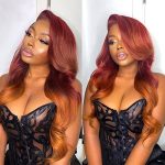 Ombre Red Orange Ginger Human Hair Wig – 14 Inch HD Lace Front Wigs Pre Plucked