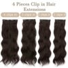Chocolate Brown 20-Inch Double Weft Clip-In Hair Extensions - 4PCS Thick Hairpieces