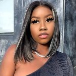 Hair Wig Highlight Grey Straight Bob Wig: Brazilian Human Hair Platinum Blonde Highlight 4x4 Lace Closure Wigs