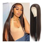 PTTRNS 28-Inch Lace Front Synthetic Wig for Women - Black, Daily Wear, Soft Straight Hair with Transparent Lace