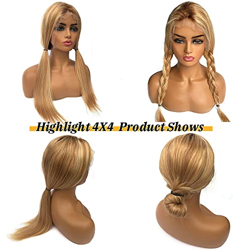 Radiant Bliss: 4x4 Blonde Closure Wig in 4/12/613 Ombre Mix – Transform Your Look with Brazilian Human Hair