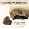 Transform Your Look with Ombre Sew in Weft Hair Extensions - Real Human Hair, Ash Brown to White Blonde, 24 Inch 120G Full Head Sew in Hair Bundles 🌈💇‍♀️