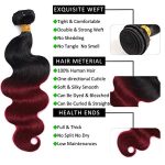 🔥 Burgundy Blaze Collection: Kapelli 10A Ombre Brazilian Body Wave Hair Bundles (14 16 18) - Unleash Your Style with Ombre Virgin Remy Human Hair! 🔥