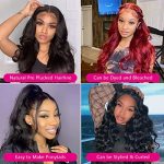 Body Wave Lace Front Wigs - 26 Inch Brazilian Virgin Human Hair for Black Women, Pre Plucked with Baby Hair