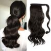 CJL HAIR 18" Curly Wavy Ponytail Extension in Black Brown - Instant Glamour with Wrap Around Clip-In Synthetic Hairpiece