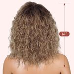 Ombre Ash Blonde Wig, Side Part Short 14" Curly Bob Wig for Women, WIG002 Synthetic Wavy womens Wig for Daily Use Party - Ombre Ash Blonde
