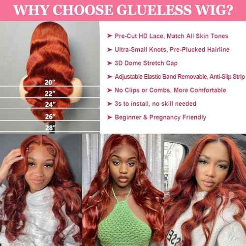 Orange Lace Closure Wigs Human Hair Wear and Go Glueless Wig Precut Lace Body Wave Wig
