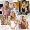 Clip in Hair Extension - 7PCS Bleach Blonde, 20 Inch Long Straight Layered Hair Extensions with Invisible Lace Weft for Women