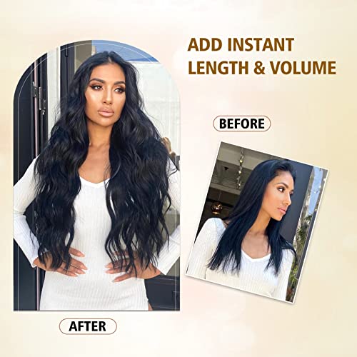 Long Wavy Clip-in Synthetic Hair Extension - Chestnut Brown 4pc Thick Hairpieces for Luxurious and Natural 20-inch Hair Extensions (8/10)