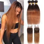 Transform Your Look with 10A Brazilian Virgin Ombre Straight Hair Bundles: Unleash the Radiance of T4/30 Honey Brown