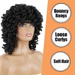 Short Afro Curly Synthetic Hair Wigs - Natural Black, Shoulder Length, Perfect for Daily Wear