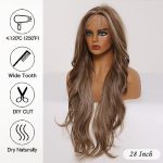 Allbell Long Wavy Synthetic Lace Front Wigs: Unleash Confidence with Brown Hair & Blonde Highlights