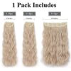 Blonde Hair Extensions - 3pcs Synthetic Full Head Invisible Wavy Clip Extensions 260g (Ash Blonde mixed Bleach Blonde)
