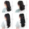 Chestnut Brown Claw Ponytail Extension - 16" Synthetic Curly Hair Piece for Instant Voluminous Wavy Pony Tail