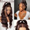MITIMES 13x4 Brown HD Glueless Synthetic Lace Front Wig - Ready to Wear 24inch Long Body Wave Synthetic Lace Front Wigs For Black Women
