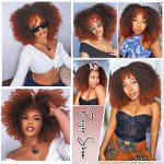 Hanne Fashion Kinky Curly Wig with Bangs - Ombre Auburn Afro Bomb Curly Wig for a Charming Daily Look