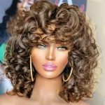 Lotfon Short Curly Wigs - Synthetic Hair, Heat Resistant, and Fluffy Natural Wigs for African American Women in Gorgeous Brown