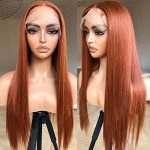 Experience Effortless Elegance with BrownBomb Ginger Synthetic Lace Front Wig - Pre-Plucked, Ready to Wear, and HD Glueless 13X5X1 for a Vivacious Look