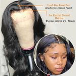 28 Inch Body Wave Lace Front Wig - 180% Density Brazilian Virgin Human Hair, 13x4 HD Transparent Lace Frontal, Pre Plucked with Baby Hair