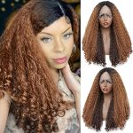 SOKU Afro Curly Lace Front Wig - Unleash Your Confidence with 20 Inch Ombre Brown Fluffy Bouncy Hair