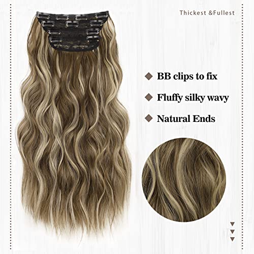 QGZ Clip-in Long Wavy Hair Extensions - 20 Inch Synthetic Marvel for Thicker, Fuller Hair