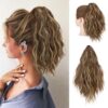 Instant Volume Makeover: Short Ponytail Extension Claw Clip - 13 Inch Fluffy Synthetic Curly Wavy Hairpiece for Effortless Style