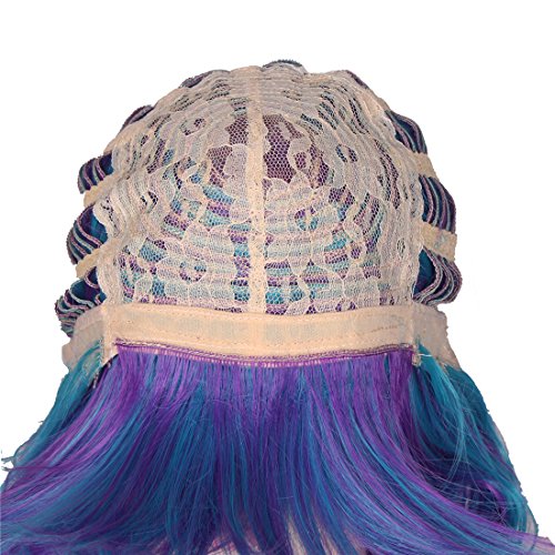 Long Curly Cosplay Wig with 2 Ponytails in Mesmerizing Blue and Purple Hues