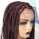Full Soft Lace Front Box Braided Cornrow Wig - Synthetic Hand Braided Ombre Dark Brown Wig for Women