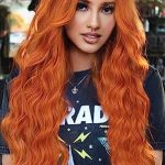 28-Inch Long Wavy Ginger Orange Wig - Heat Resistant, Beginner-Friendly, Perfect for Costume Parties